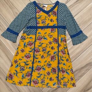 Girls Matilda Jane' Yellow and Blue Floral Print Dress